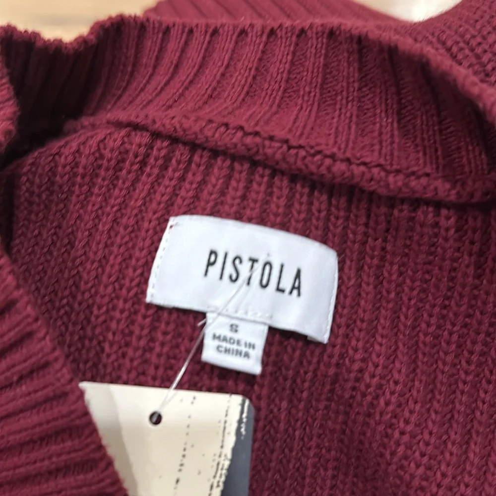 NWT Pistola Camille Strong Shoulder Sweater V Neck Merlot Burgundy Evereve - Picture 5 of 6